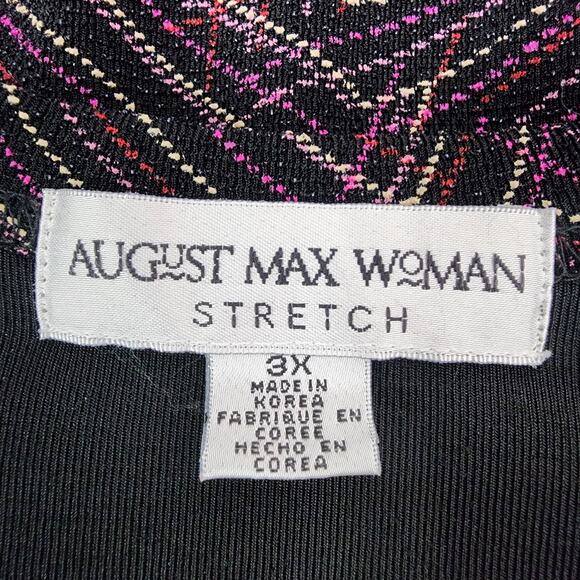 August Max Women Stretch Cardigan 3X Textured Metallic Blend Button Colorful Art - Picture 9 of 11